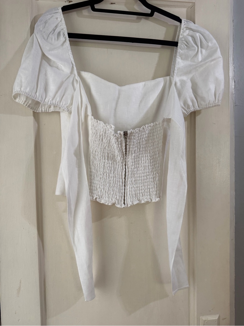 Reformation White Linen Puff Sleeve Top 8 - Picture 4 of 8